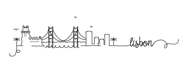 Lissabon stad skyline doodle teken — Stockvector