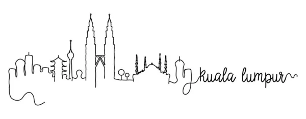 Kuala Lumpur Şehir Skyline Doodle İşareti — Stok Vektör