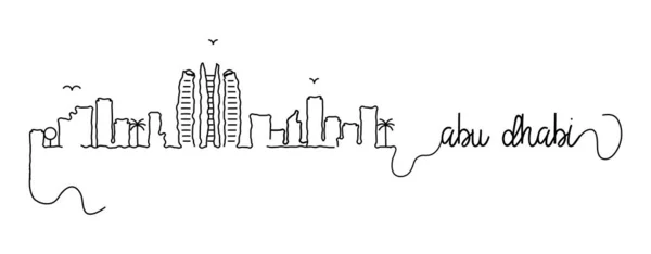 Abu Dhabi City Skyline Doodle segno — Vettoriale Stock