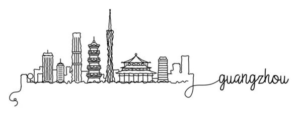 Guangzhou város Skyline Doodle Sign — Stock Vector