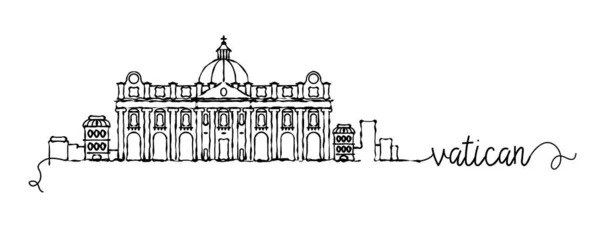Città del Vaticano Skyline Doodle segno — Vettoriale Stock
