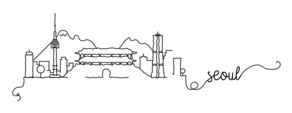 Seoul City skyline doodle teken — Stockvector