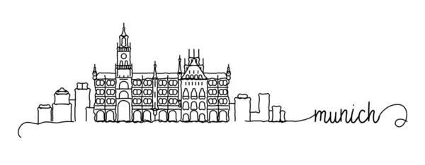 Munich City Skyline Doodle signe — Image vectorielle