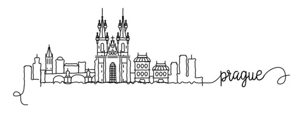 Prague City Skyline Doodle Sign — Stock Vector
