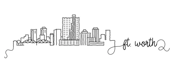 Ft. Worth City Skyline Doodle İşareti — Stok Vektör