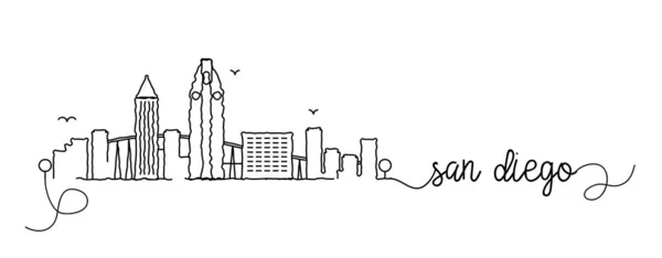 San Diego City Skyline Doodle segno — Vettoriale Stock