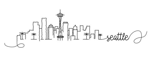 Señal de doodle Skyline de Seattle City — Vector de stock