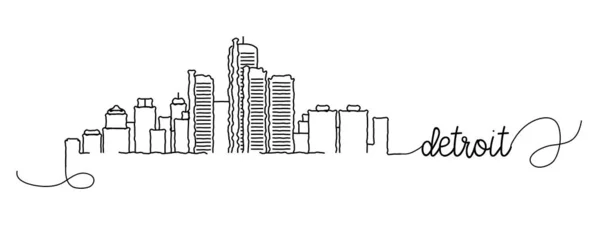 Detroit City Skyline Doodle İşareti — Stok Vektör