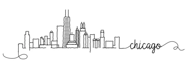 Chicago City Skyline Doodle İşareti — Stok Vektör