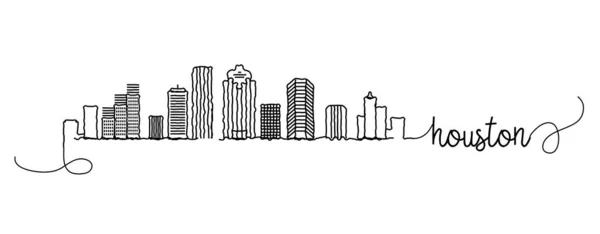 Houston City Skyline Doodle İşareti — Stok Vektör