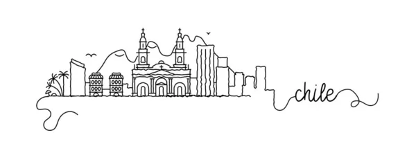 Ciudad de Chile Skyline Doodle Sign — Vector de stock