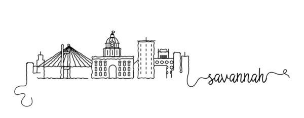 Savannah City skyline Doodle skylt — Stock vektor