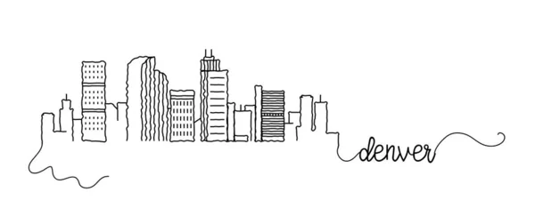 Denver City Skyline Doodle İşareti — Stok Vektör