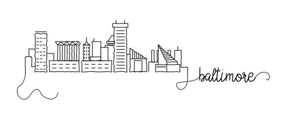 Baltimore City Skyline Doodle İşareti — Stok Vektör