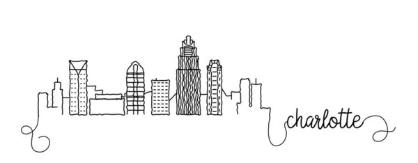 Charlotte City Skyline Doodle segno — Vettoriale Stock