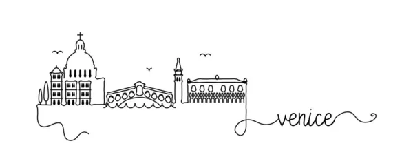 Venetië stad skyline doodle teken — Stockvector