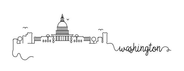 Washington City Skyline Doodle Sign — Stock Vector