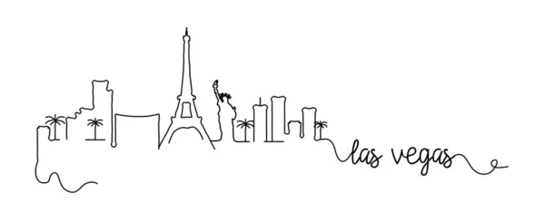 Las Vegas City Skyline Doodle signe — Image vectorielle