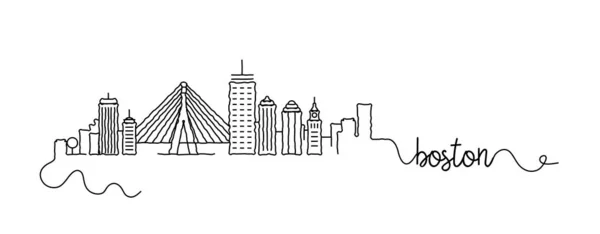 Boston City Skyline Doodle İşareti — Stok Vektör