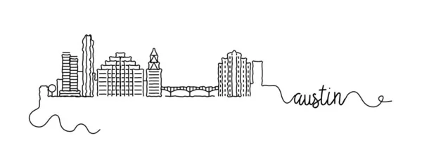 Austin City Skyline Doodle Sign — Vector de stock