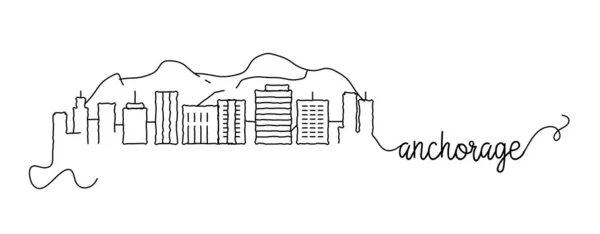 Anchorage City Skyline Doodle Sign — Vector de stock