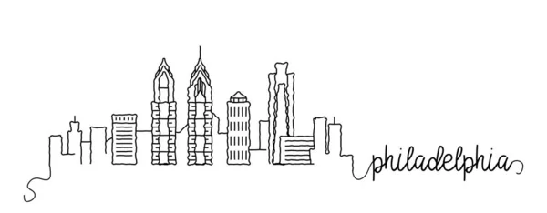 Philadelphia City Skyline Doodle İşareti — Stok Vektör