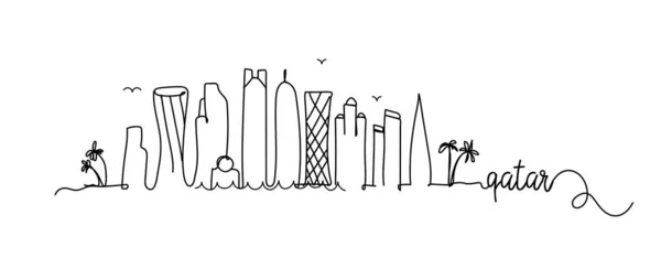 Signo de doodle Skyline de la ciudad de Qatar — Vector de stock