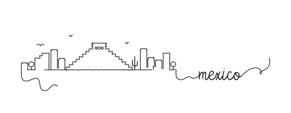 Mexico Citys skyline Doodle skylt — Stock vektor
