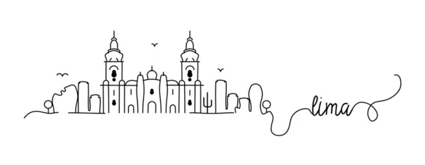 Ciudad del Perú Skyline Doodle Sign — Archivo Imágenes Vectoriales