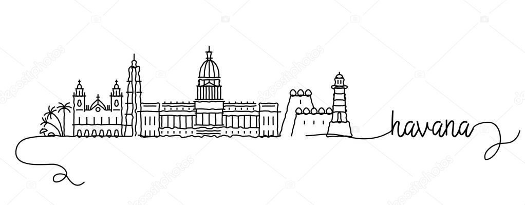 Havana City Skyline Doodle Sign