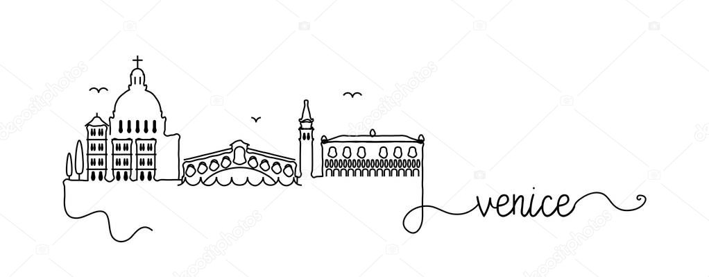 Venice City Skyline Doodle Sign