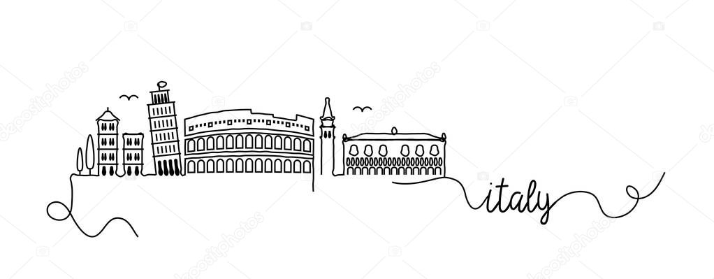 Italy City Skyline Doodle Sign