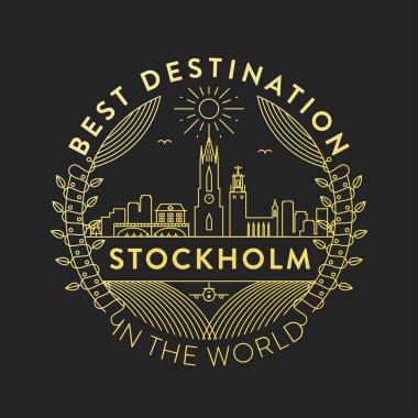 tipografik tasarımlı doğrusal rozet, Stockholm şehir amblemi