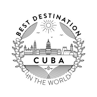 tipografik tasarımlı doğrusal rozet, Küba'nın ülke amblemi