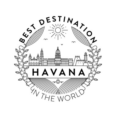 tipografik tasarımlı doğrusal rozet, Havana şehir amblemi