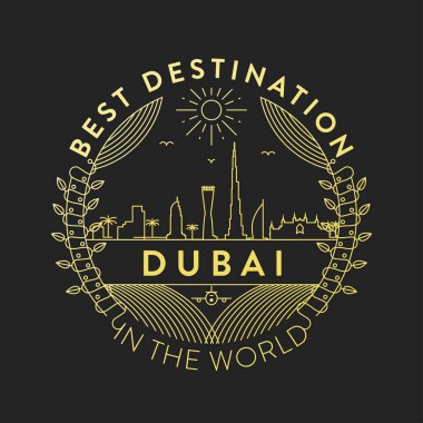 tipografik tasarımlı doğrusal rozet, Dubai şehir amblemi