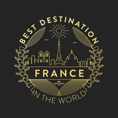 tipografik tasarımlı doğrusal rozet, Fransa'nın ülke amblemi