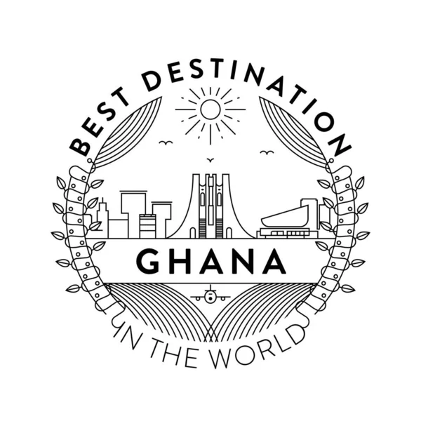 Badge Linéaire Avec Design Typographique Emblème Pays Ghana — Image vectorielle