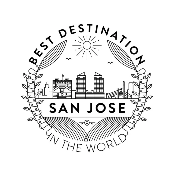 Distintivo Lineal Con Diseño Tipográfico Emblema Ciudad San José — Archivo Imágenes Vectoriales