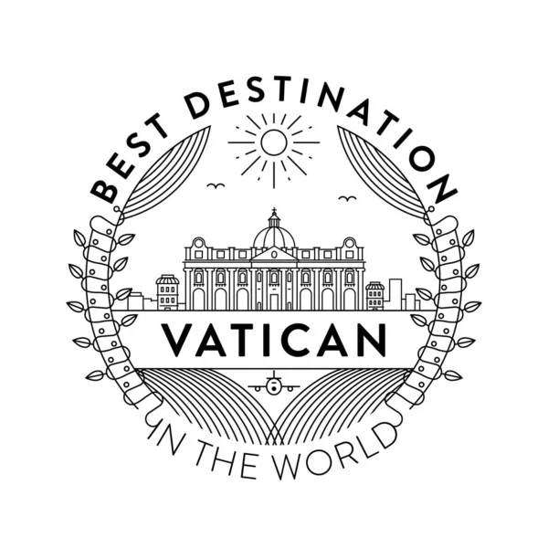Linjär Badge Med Typografisk Design Land Emblem Vatikanens — Stock vektor
