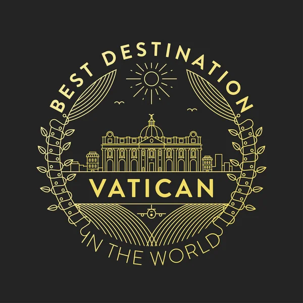 Linjär Badge Med Typografisk Design Land Emblem Vatikanens — Stock vektor
