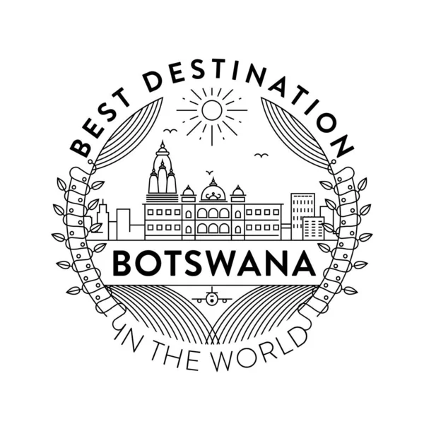Lineaire Badge Met Typografisch Ontwerp Land Embleem Van Botswana — Stockvector