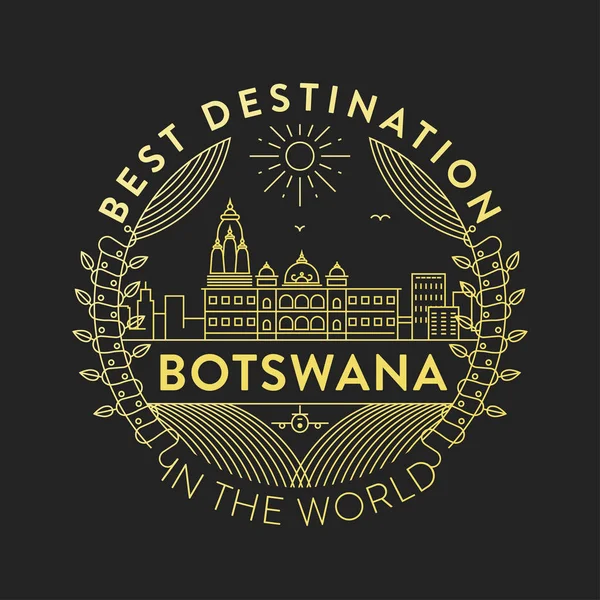 Lineaire Badge Met Typografisch Ontwerp Land Embleem Van Botswana — Stockvector