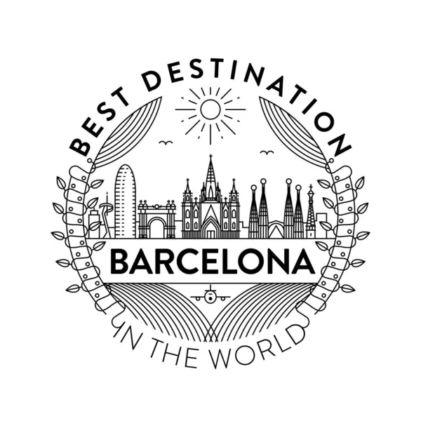 Lineáris Jelvény Tipográfiai Designnal Barcelona Város Címere — Stock Vector