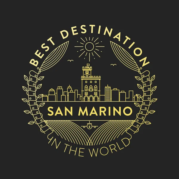 Badge Linéaire Avec Design Typographique Emblème Pays Saint Marin — Image vectorielle