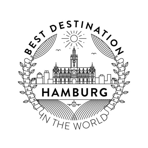 Лінійний Бейдж Типографічною Конструкцією Герб Міста Гамбург — стоковий вектор