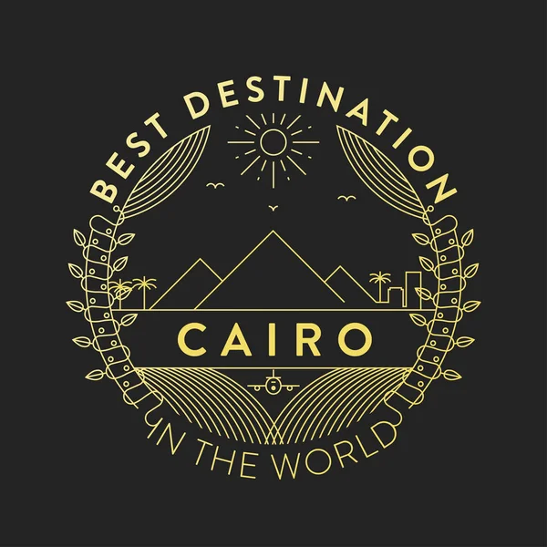 Badge Linéaire Avec Design Typographique Emblème Ville Caire — Image vectorielle