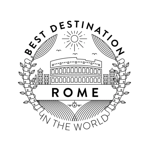 Distintivo Lineal Con Diseño Tipográfico Emblema Ciudad Roma — Vector de stock