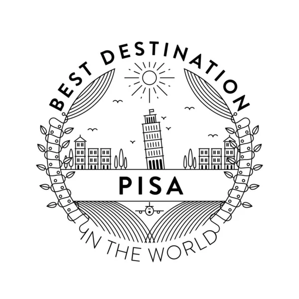 线性徽章与排版设计 比萨城市徽 — 图库矢量图片
