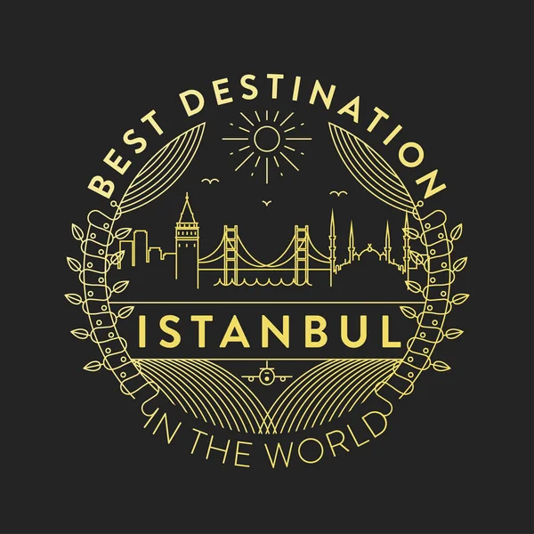 Lineáris Jelvény Tipográfiai Designnal Isztambul Város Címerén — Stock Vector